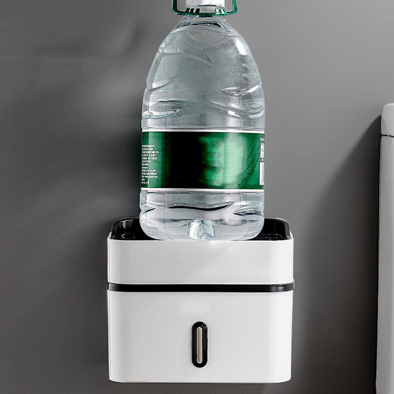 Bathroom Tissue Box Double Layer Suction Cup Wall Mounted Tissue