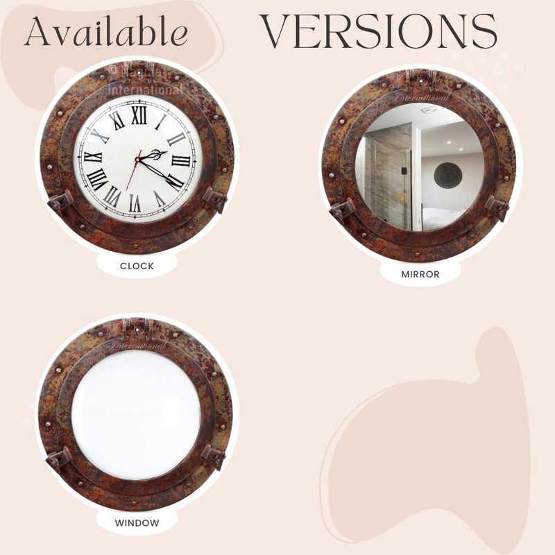 Nagina International Rustic Copper Shipwrecked Premium Nautical Porthole Mirror |