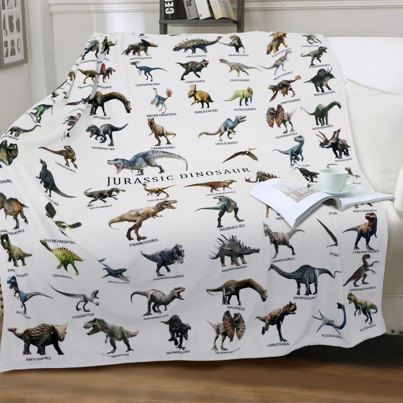 Kids Blanket Machine Washable Dinosaur Pattern Soft Plush Blanket for