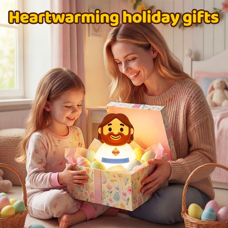 Caaaat Jesus Night Light for Kids, BPA-Free Silicone, 30-Min Timer