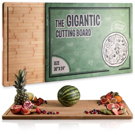 Massive Extra Large Cutting Board for Kitchen 36 X 24 by Grizzly Living - Heavy Duty Bamboo Chopping Boards for Meat, Veg & Charcuterie - Large Wooden Stove Top & Countertop (36" x 24")