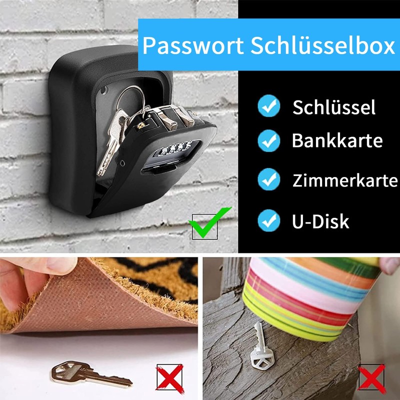 Key Safe with Number Code, Key Safe Outdoor, Key Cabinet