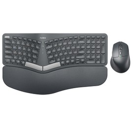 Nulea KM75 Advanced Ergonomic Wireless Keyboard and Mouse Combo, Comfortable Natural Typing, Palm Rest, Multi-Device (Bluetooth, 2.4G, Wired), Rechargeable, for Multi-OS, Windows, Mac, Android
