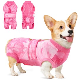 SlowTon Dog Surgery Recovery Suit - Breathable Adjustable Dog Onesie for Female Male Dogs, Anti Licking Dog Body Suit E-Collar & Cone Alternative After Surgery Spay Neuter (Pink, M)