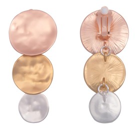 BELLEXIXI Round Hoop Geometric Statement Big Large Matte Metal Not Pierced Clip On Dangle Earrings for Women, Zinc, No Gemstone