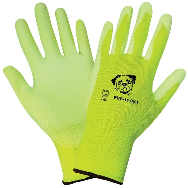 Global Glove PUG11 Polyurethane/Nylon Glove, Work, Large, White (Case of