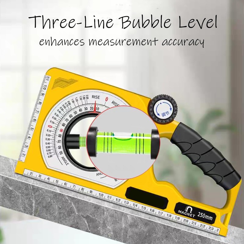 BJDSI Adjustable Angle Finder,Powerful Magnetic,Error is ±0.1°,3-line level bubble.
