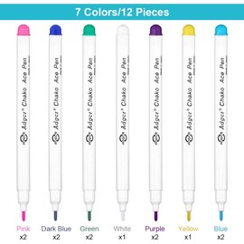 Pack of 12 Fabric Trick Markers Aqua Water Soluble Automatic Disappearing Pens Wipe Clean Pens for Tailors Sewing Quilting Dressmaking Wipe Marking Pens
