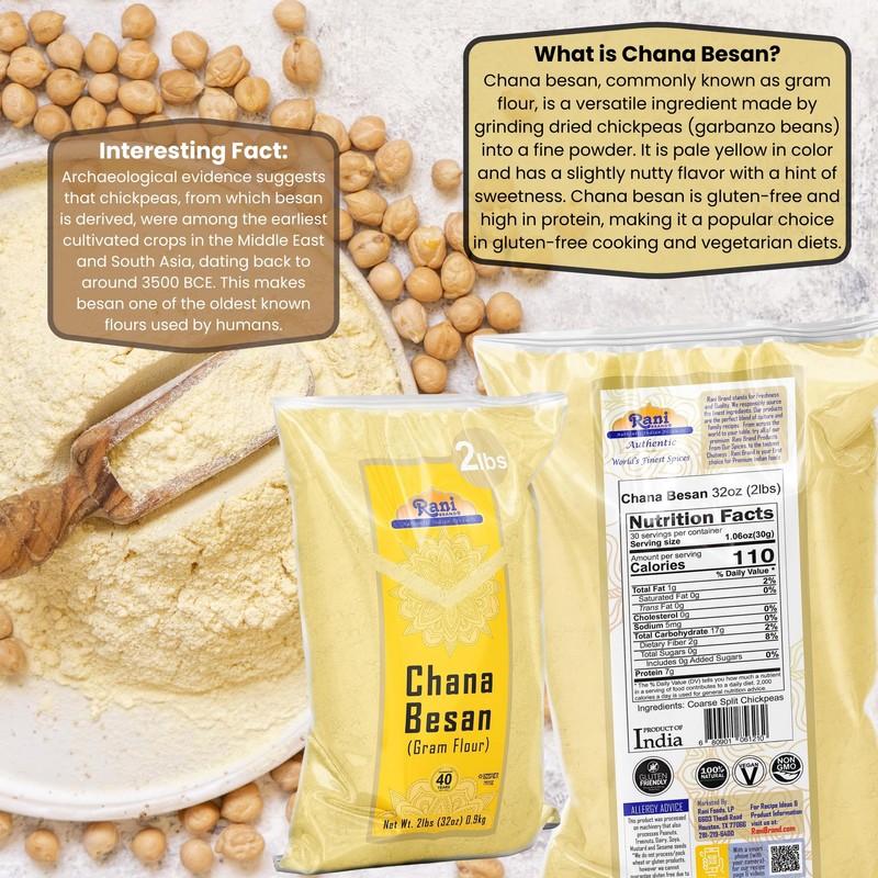Rani Chana Besan (Chickpeas Flour, Gram) 32oz (2lbs) 908g ~