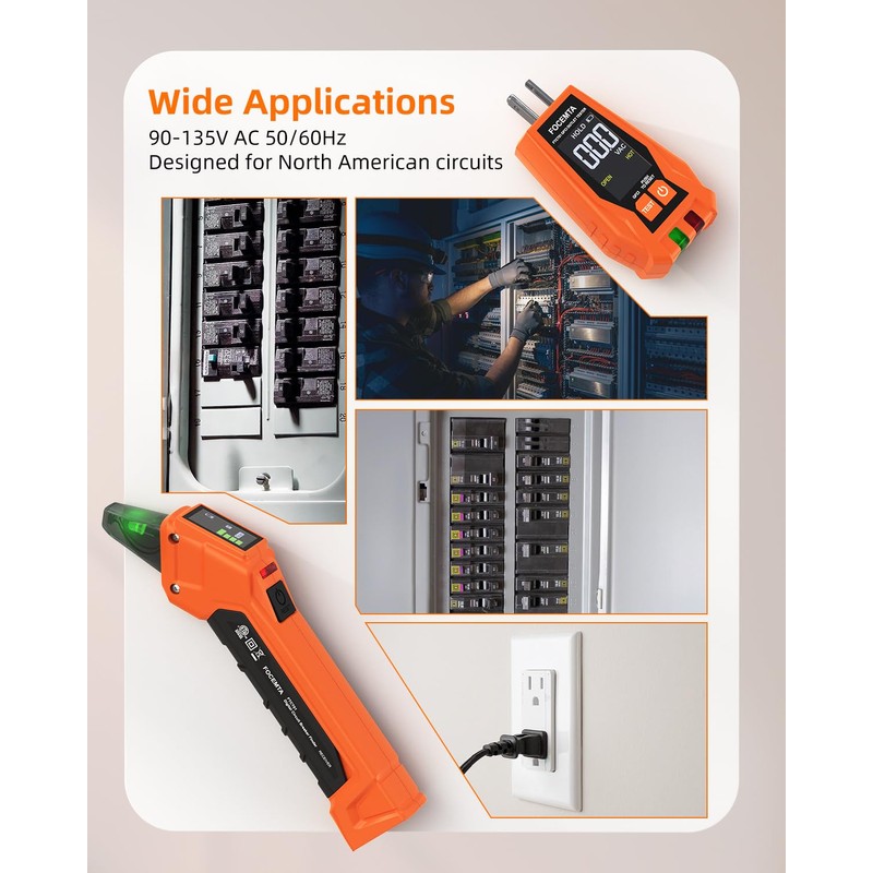 FOCEMTA Circuit Breaker Finder & GFCI Outlet Tester with Digital