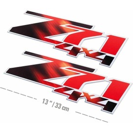2Pc Z71 4x4 Decals Stickers Bed Side Replacement for 2007-2013 Silverado 1500HD 2500 HD (Black Red)