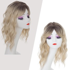 PARXITN Hair Topper for Women Synthetic Hairpieces 45 cm Hair Toupee with Pony Wave Wiglets Hairpieces for Thin Hair Balayage Blonde