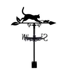 SUPERDANT Weather Vane in Cats and Mouse Shape Animal Weather Vane Made of Metal Weather Vane Made of Black Wind Vane Garden Art Decoration Wind Direction for Roof Yard Outdoor Farm Garden Patio Decor