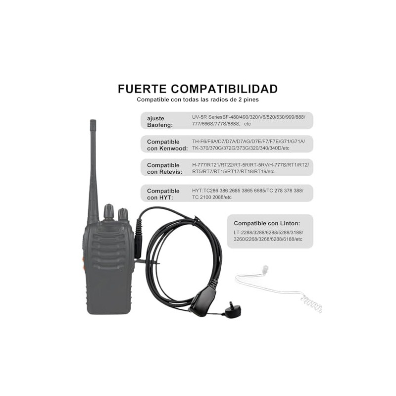 Juego de 12 Pack Walkie Talkie Auricular, Walkie Talkie Auricular