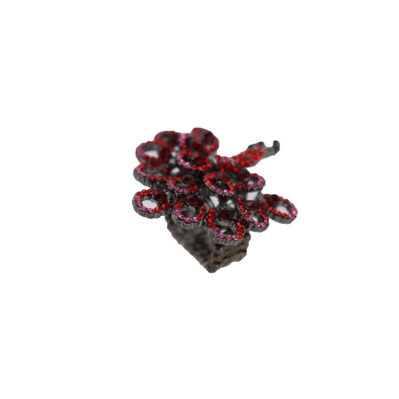 Unbranded Women Peacock Ring Red Pink Animal Feathers Metal Elastic