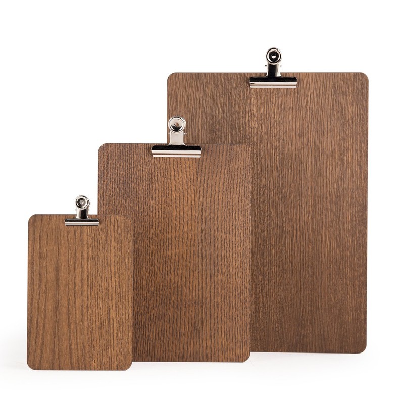 Chalkboards UK Clipboard with Silver Clip, Wood, Dark Oak, 26.2