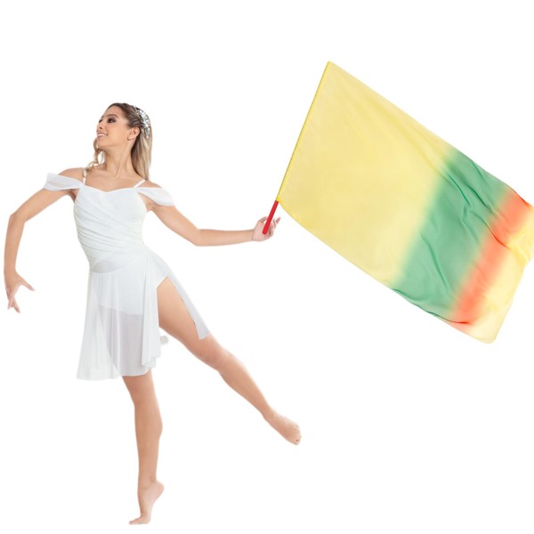 Worship Flag with Scalable Rod, Flag Scarf Poi Ribbon, 45"