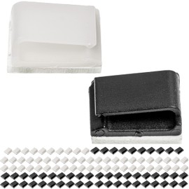 Kabel Management Clips zum Kleben, 100 Pack, in Schwarz und Weiss, 16 x 13 mm, Kabelklemmen Set für TV, PC, Küchengerät, Lampe, usw, selbstklebende Kabelhalter, Kabelhalterungen für Wand, Decke, Boden