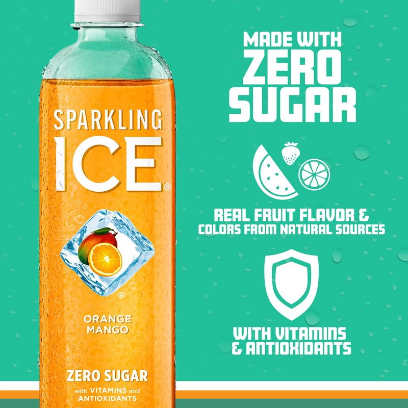 Sparkling Ice, Orange Mango Sparkling Water, Zero Sugar Flavored Water,