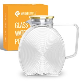 Glass Pitcher With Lid, 2 Liter 68 oz Glass Water Pitchers With handle and lid, 0.528 Gallon Tea Pitcher For Fridge, Carafe Jug Jar For Hot/Cold Water Iced Tea Juice Coffee Milk Beverage