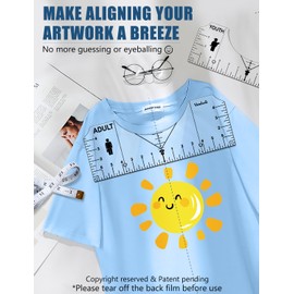 Vowlove Tshirt Ruler Guide for Cricut Heat Press, Shirt Measurement Tool Vinyl Alignment Placement Center Design DTF Template Left Pocket Logo, Sublimation Accessories Iron on HTV Heat Transfer Vinyl
