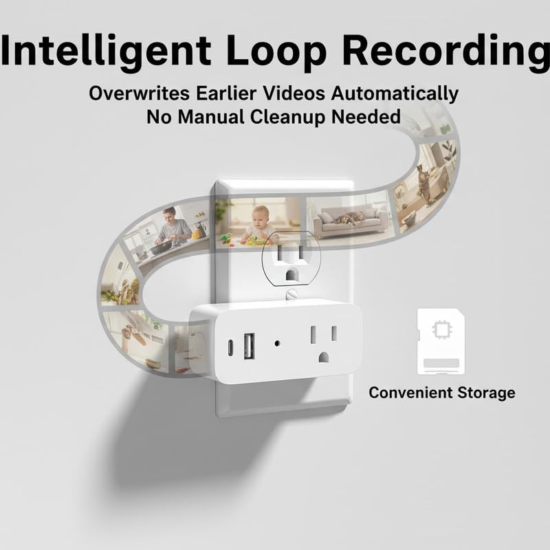 ULar 1080P WiFi Wall Outlet Camera with 32 GB Card