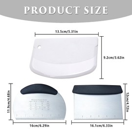 4 Pieces Versatile Bench Scraper, Dough Cutter for Bread, Pizza Dough Scraper, Stainless Steel Dough Cutter, Versatile Kitchen Scraper, Food Grade Plastic Bowl Scraper, Pie Scraper