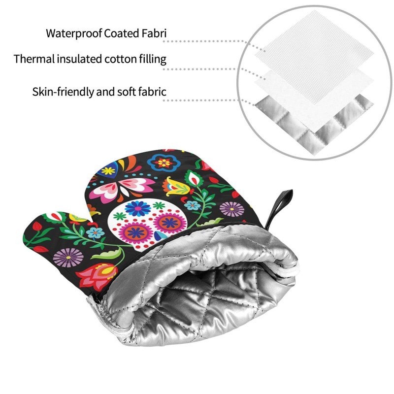 Colorful Rainbow Glitter Oven Mitts and Pot Holders Set of