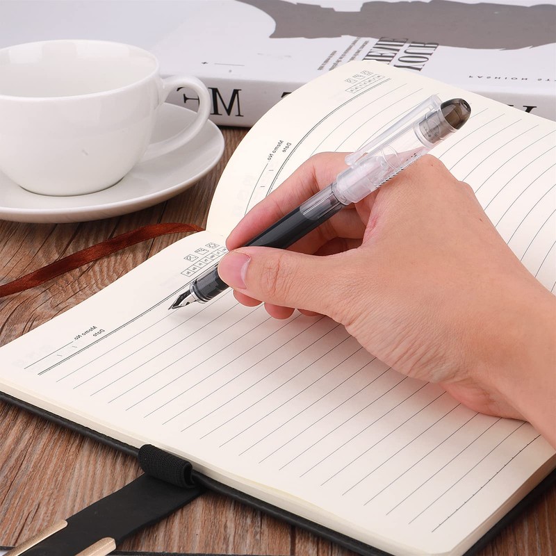 TIESOME Disposable Fountain Pens, Black Ink Smooth Writing Pens Quick-Drying
