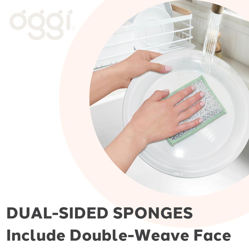 OGGI Bambou Odor-Free Scrubbing Sponges - Natural Scrub Sponges for