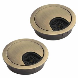 2Pcs 80mm Desk Cable Grommets, Computer Desk Metal Cable Hole, Round Cable Hole Cover for Desktop Cable Organizer(Bronze)