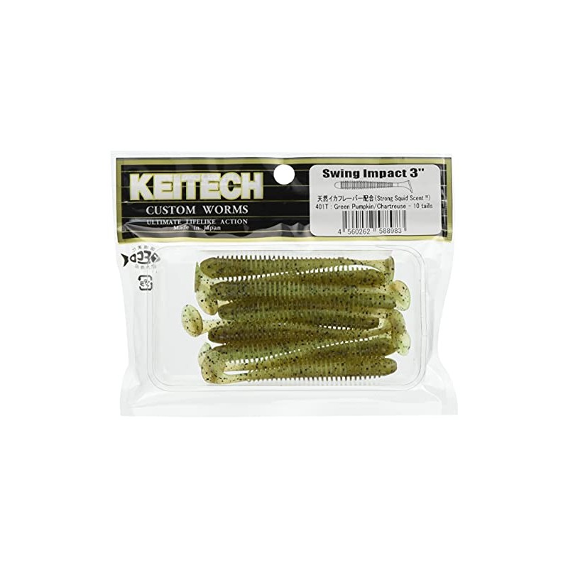 Keitech Swing Impact 3" Green Pumpkin/Chartreuse