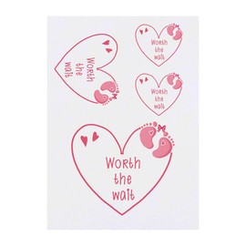 4 x 'Worth The Wait Girl' Temporary Tattoos - Water Resistant, Skin-Safe, Non-Toxic Transfers, Mixed Sizes (TO00084678)