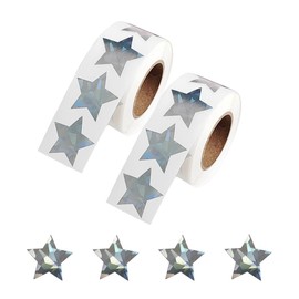 1000 Pcs Metallic Glitter Star Stickers - Holographic, Self-Adhesive, 1 Inch