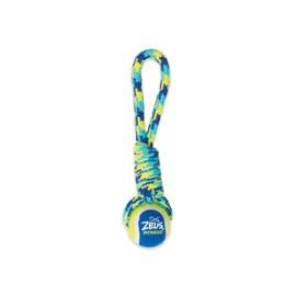 K9 Fitness by Zeus Tennis Ball, Rope Tug, 9-Inch with Ball, 2-Inch, Small