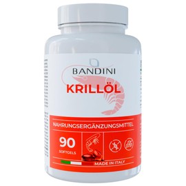Bandini® Krill Oil Omega 3 Capsules, 3000 mg Pure Antarctic Krill Oil, EPA & DHA for Heart & Blood Pressure (EFSA), 1200 mg Marine Phospholipids and Astaxanthin, Alternative to Fish Oil & Cod Liver