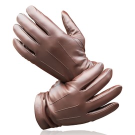 Royal Phoenix® Men's Leather Gloves - Luxury Nappa Leather Gloves Lined with Cashmere - Leather Gloves Men - Winter Gloves Men Made of Leather, brown