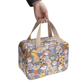 IGNPION Woman Large Travel Toiletry Bag Waterproof Wash Bag Make up Organizer Bag Cosmetic Bag Swimming Gym Bag ( Greyish Blue Cat)