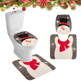 Christmas Toilet Seat Cover Christmas Decorations Toilet Seat Cover Christmas Rug Set Santa Snowman Elk Toilet Mat Set Toilet Seat Cover for Bathroom (White)