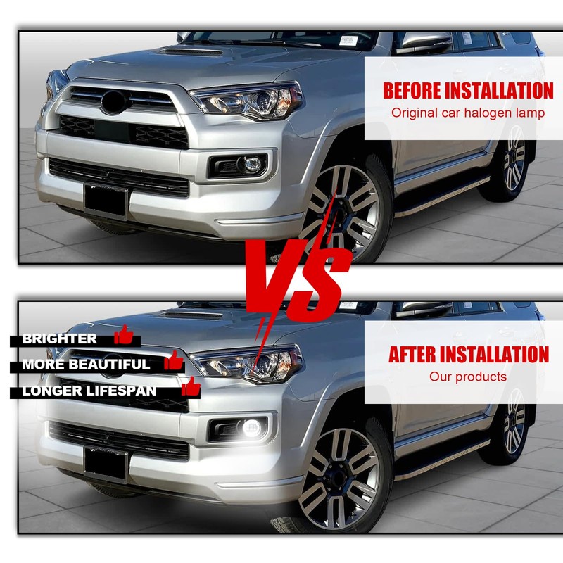 Daytime Running Lights Fog Lights for Toyota 4Runner 2014-2024 White&Amber