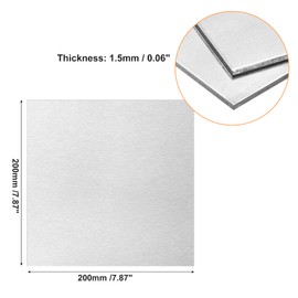 sourcing map 6061 Aluminum Sheet, 200mm x 200mm Rectangle Aluminum Plate 1.5mm Thick Flat Metal Stock for Industry Welding Crafting