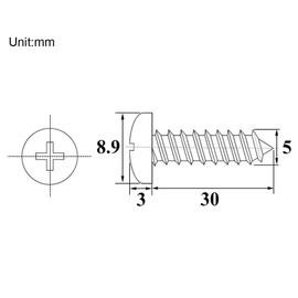 Drenky Pack of 50 Wood Screws 5 x 30 mm Panhead Screws Made of Stainless Steel A2 Phillips Full Thread M5 Screws Chipboard Screws with Pan Head Self-Tapping Screws Universal Screws