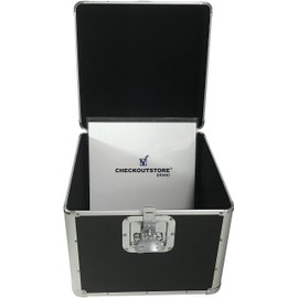 CheckOutStore (1) Aluminum Heavy Duty 12" LP Vinyl Record Album Storage Box (Black/Holds 100 Records)