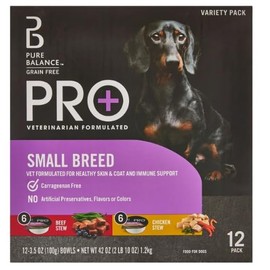 Generic Pure Balance Pro+ Beef Stew & Chicken Stew Wet Dog Food for Small Breeds, Grain Free, 3.5 oz Cups (12 Pack)