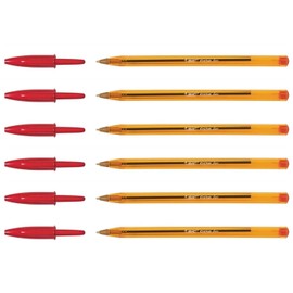BIC Cristal Fine Ballpoint Pen Line Colour: Red Pack of 6