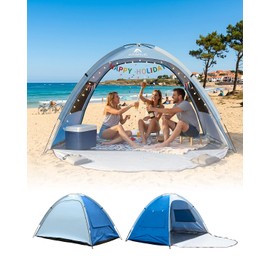 Abahub 3-Person Beach Tent Sun Shelter, UPF 50+ UV Protection Portable Sun Shade with 2 Doors and 2 Mesh Windows, Lightweight Beach Cabana for Beach, Camping, Fishing & Outdoor Activities