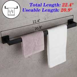 GERZWY 24 Inch Contemporary Style Bathroom Towel Bar Stainless Steel Bath Towel Rack Wall Mount Matte Black FG160160-BK