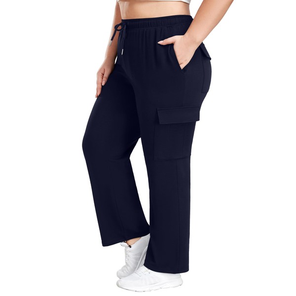 FOREYOND Plus Size Sweatpants for Women Wide Leg Cargo Sweat