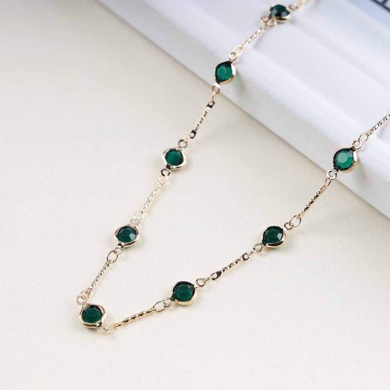Yheakne Vintage Emerald Belly Waist Chain Gold Emerald Crystal Body