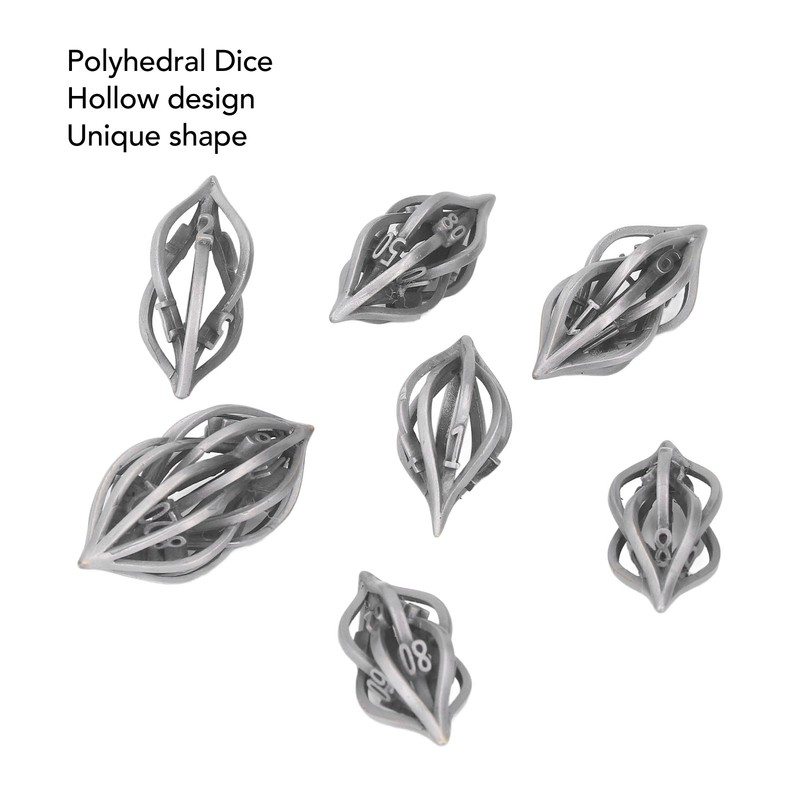 7pcs Hollow Metal Dice Set Retro Exquisite Polyhedral Dice Role